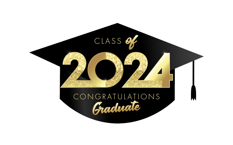 2024 class of black square academic cap vector image