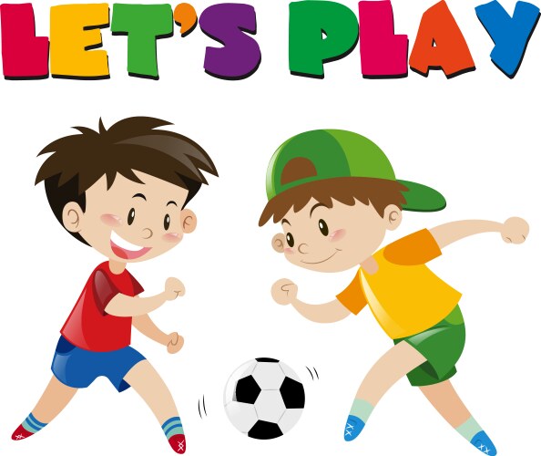 Two boys playing football vector image