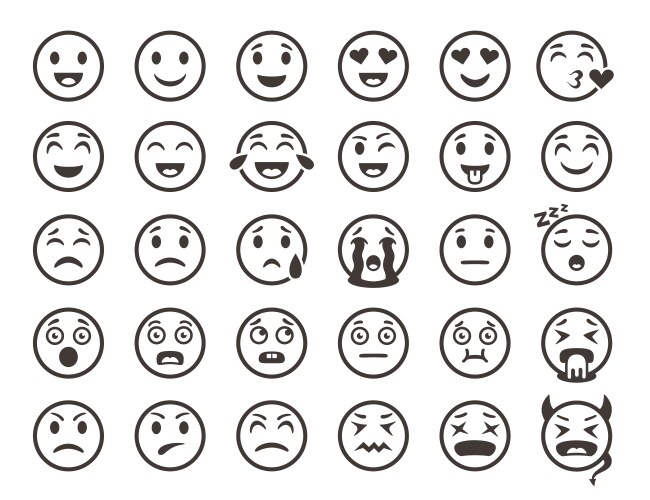 emoticons outline emoji faces emoticon funny vector image