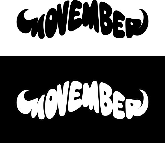 Movember mustache shape lettering vector image