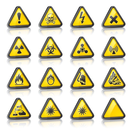 Three-dimensional hazard signs vector image