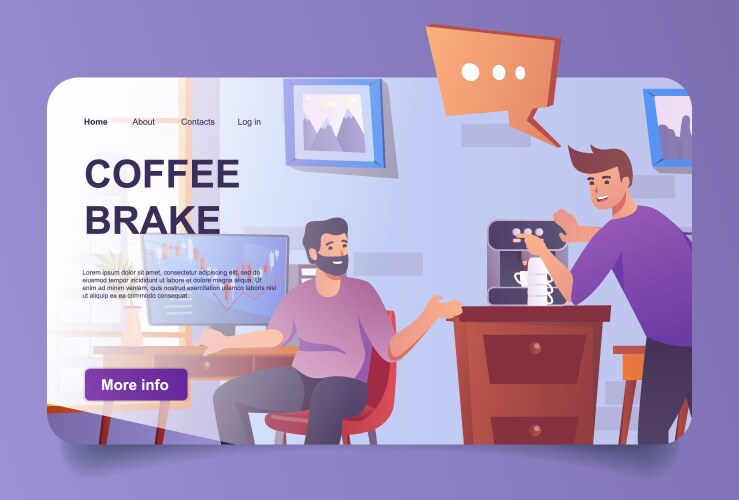 coffee break in office concept cartoon design vector image