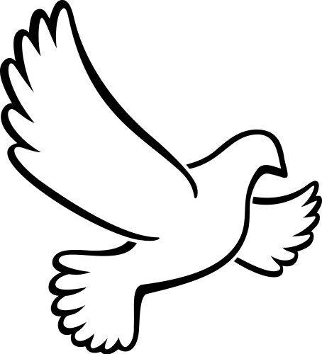 Beautiful white flying peace dove outline vector image