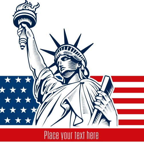 Statue of liberty nyc usa flag and symbol vector image