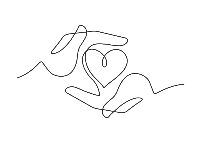 hands heart one line vector image