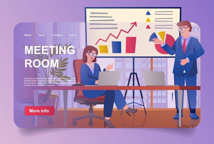 Meeting room concept in cartoon design for landing vector image