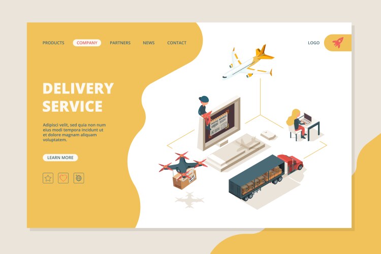 Worldwide delivery drones smart vector image