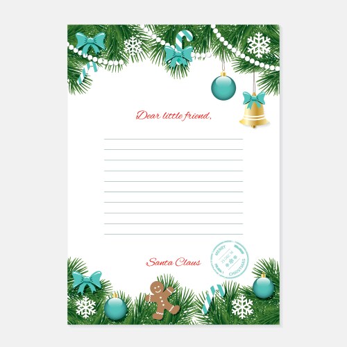 Christmas letter from santa claus template a4 vector image