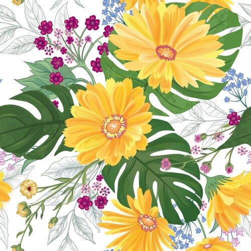 Floral seamless pattern garden flower summer vector image