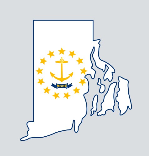 Rhode island flag in state map shape vector image