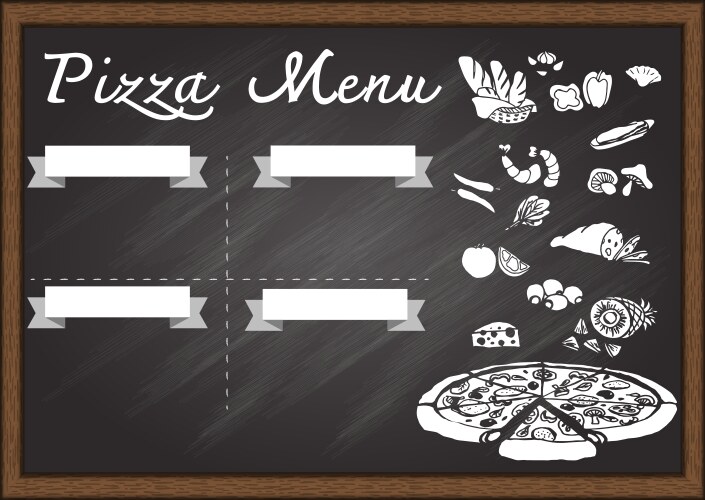 Pizza menu on chalkboard vector image