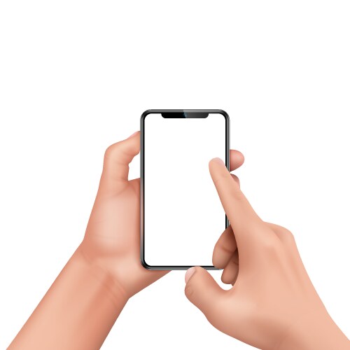 3d realistic human hand holding smartphone vector image