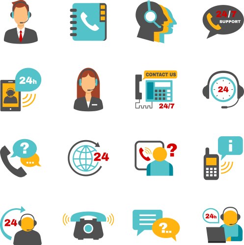 Support contact call center icons set vector image