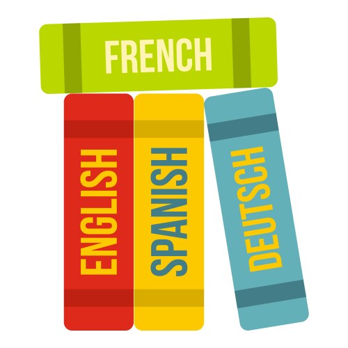 Books of foreign languages icon flat style vector image