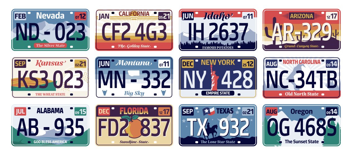 vehicle registration plate american license vector image