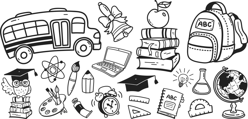 Line art education set vector image