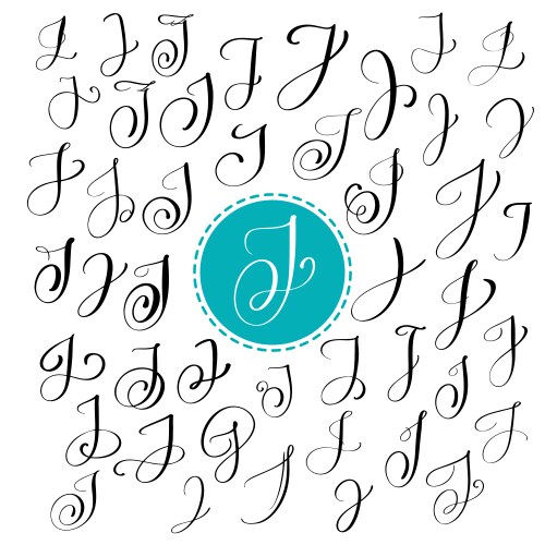 Set of hand drawn calligraphy letter j vector image