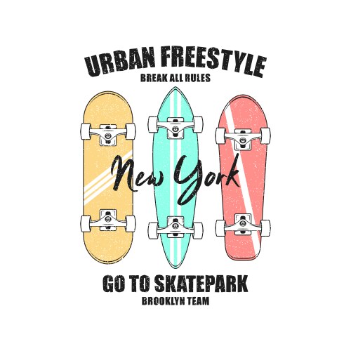 new york skateboarding t shirt with slogan vector image