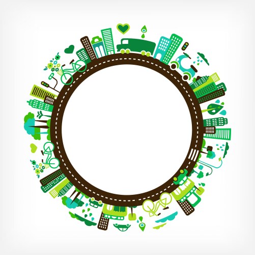 Circle with green city vector image