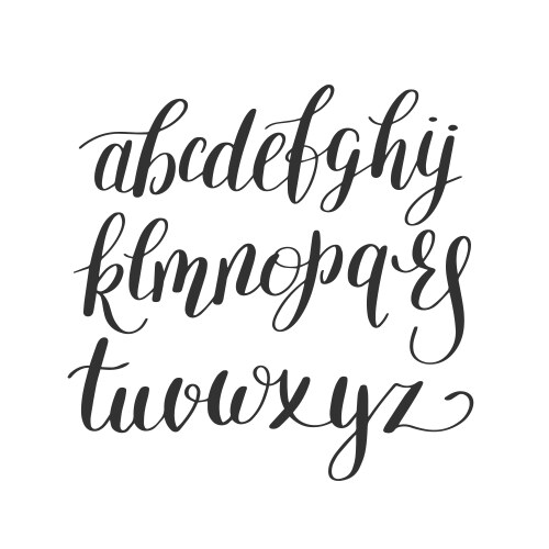 Black and white hand lettering alphabet design vector image