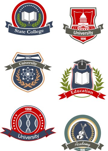 College university school and academy signs vector image