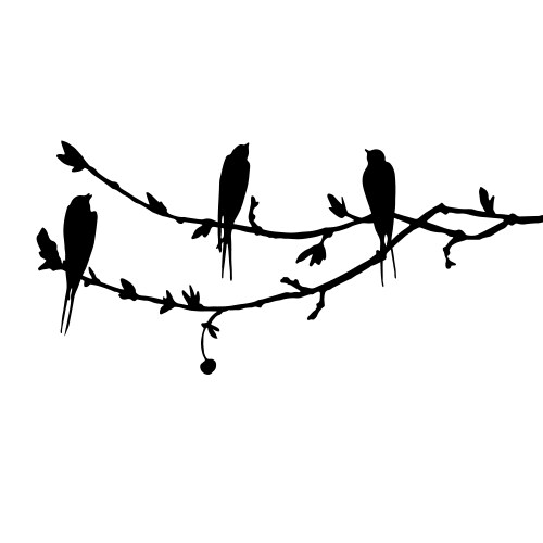 Birds at tree silhouettes vector image