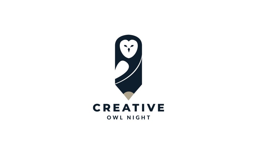 Owl and pencil creative modern logo design vector image