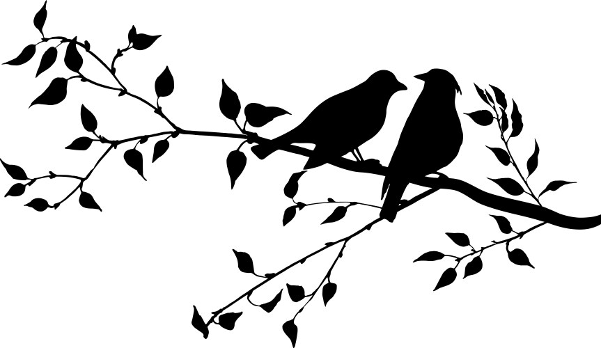 Birds at tree silhouettes vector image