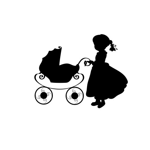 silhouette family girl with sidecar vector image