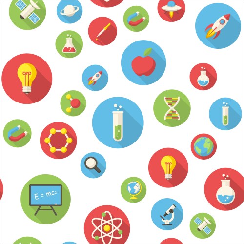 Seamless pattern with science icons vector image