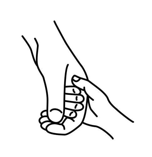 Male hand holding babies black vector image