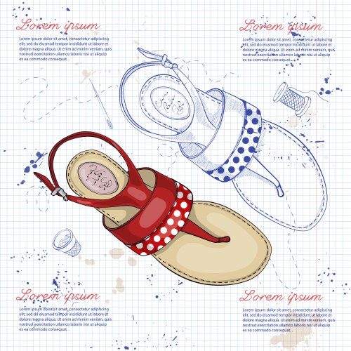 Fashion sketch womens shoes vector image