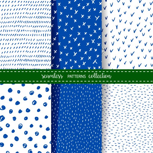 Set of six hand drawn seamless patterns vector image