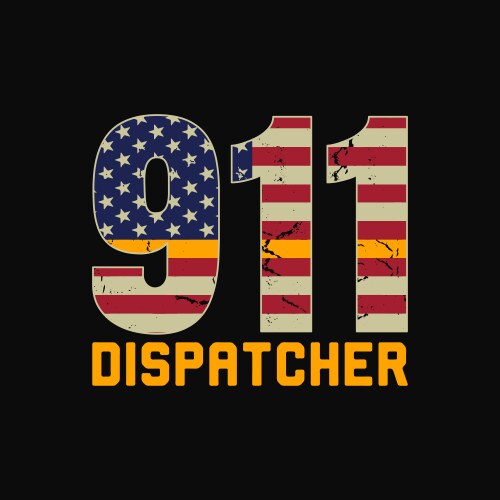 911 dispatcher patriotic usa flag thin gold line vector image