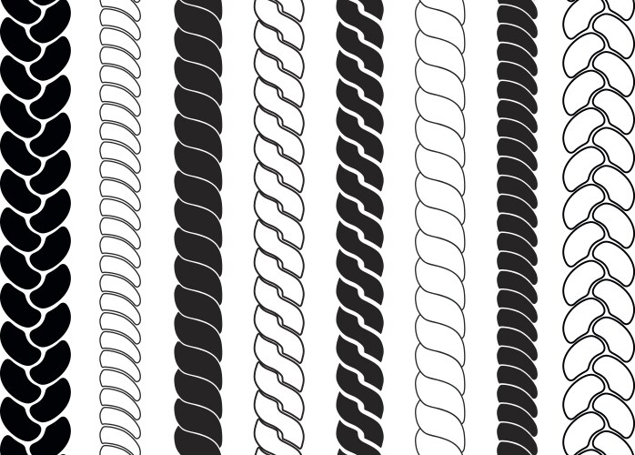 Ropes pattern brushes braids and plaits set vector image