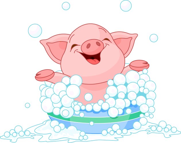 Cute piglet taking a bath vector image