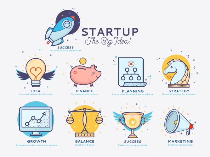 Start up icon set vector image