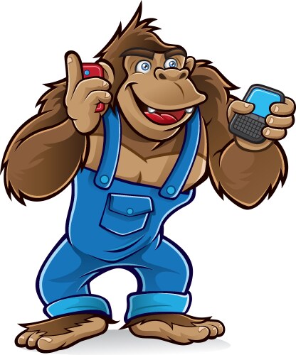 Cartoon gorilla with mobile phones vector image