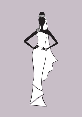 Bride fashion sketch vector image