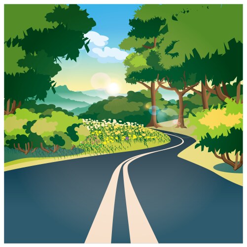 Road through the woods vector image