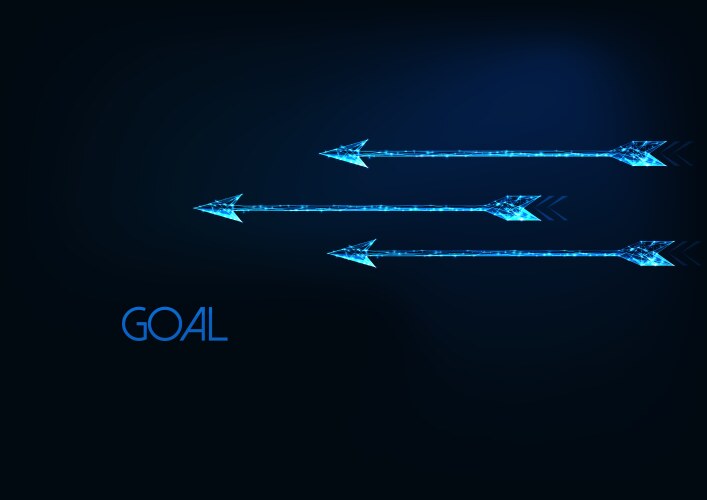 futuristic goal concept with three glowing low vector image