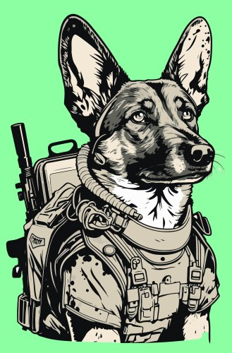 Shepherd dog military character army animal vector image