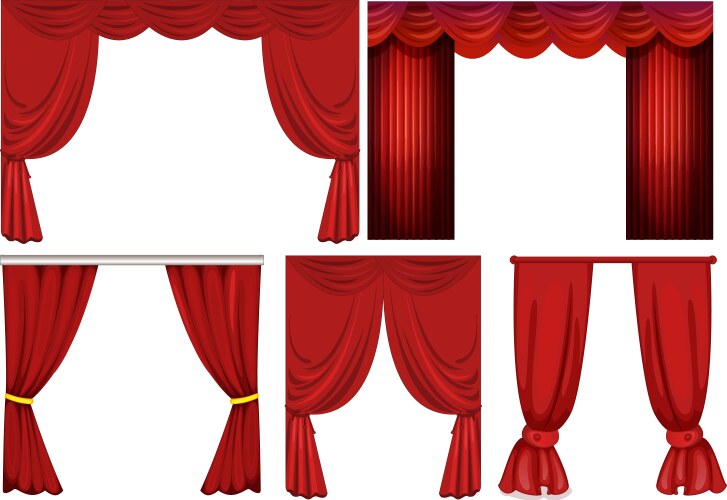 different designs of red curtains vector image