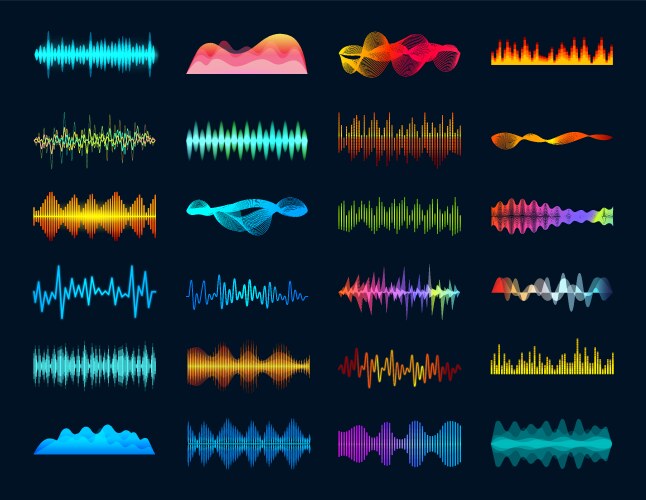 Audio waveform signals wave song equalizer vector image