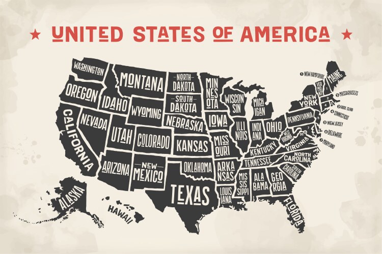 Poster map united states of america with state vector image