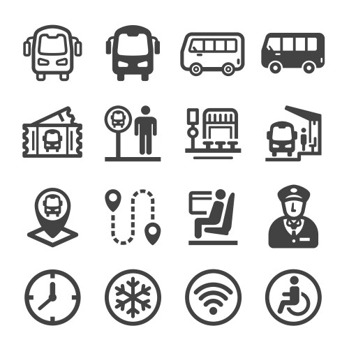 Bus icon set vector image