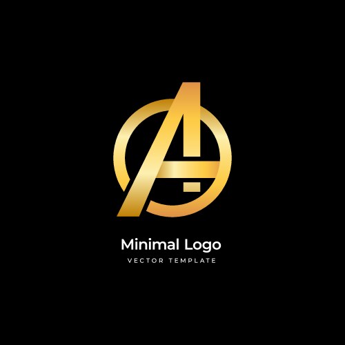 Gold a letter minimal logo vector image