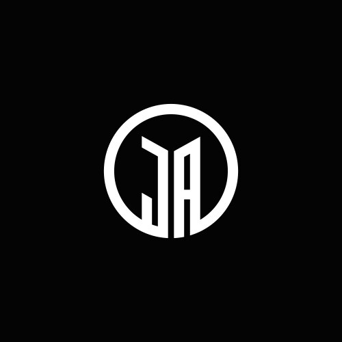 Ja monogram logo isolated with a rotating circle vector image