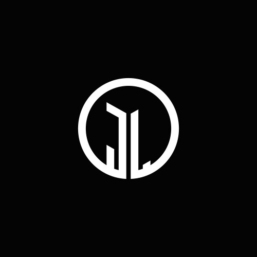 Jl monogram logo isolated with a rotating circle vector image