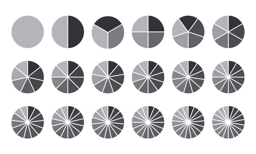 Circles divided into parts from 1 to 18 black vector image